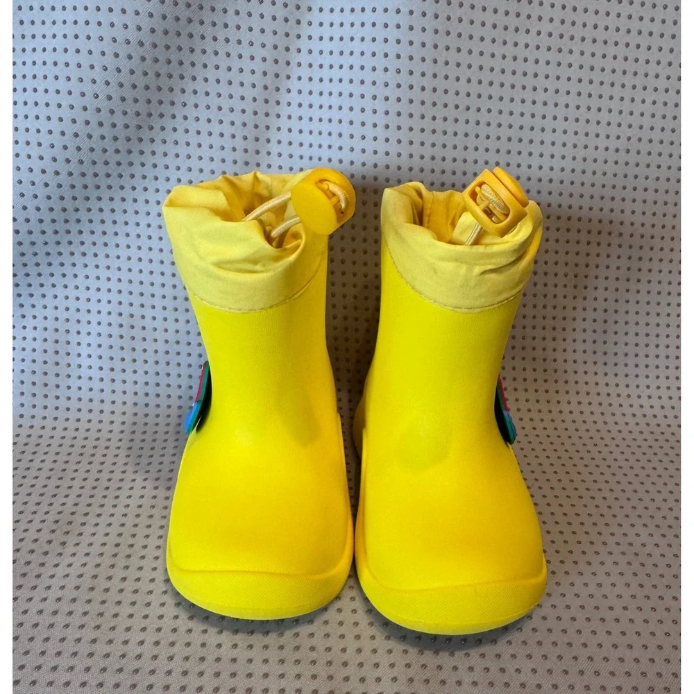 Mumeng Kids Yellow Dinosaur Excavator Rain Boots Waterproof Drawstring US 6